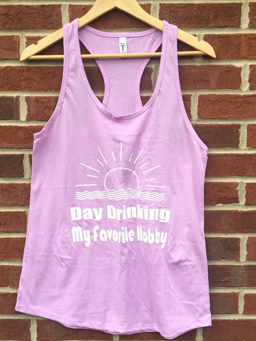 Day Drinking My Favorite Hobby Graphic Tank Top XL Purple Racerback